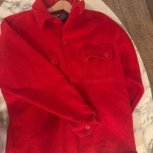 Vibrant Red Button-Up Jacketvjntagw storm hero over shirt fleece wool jacket